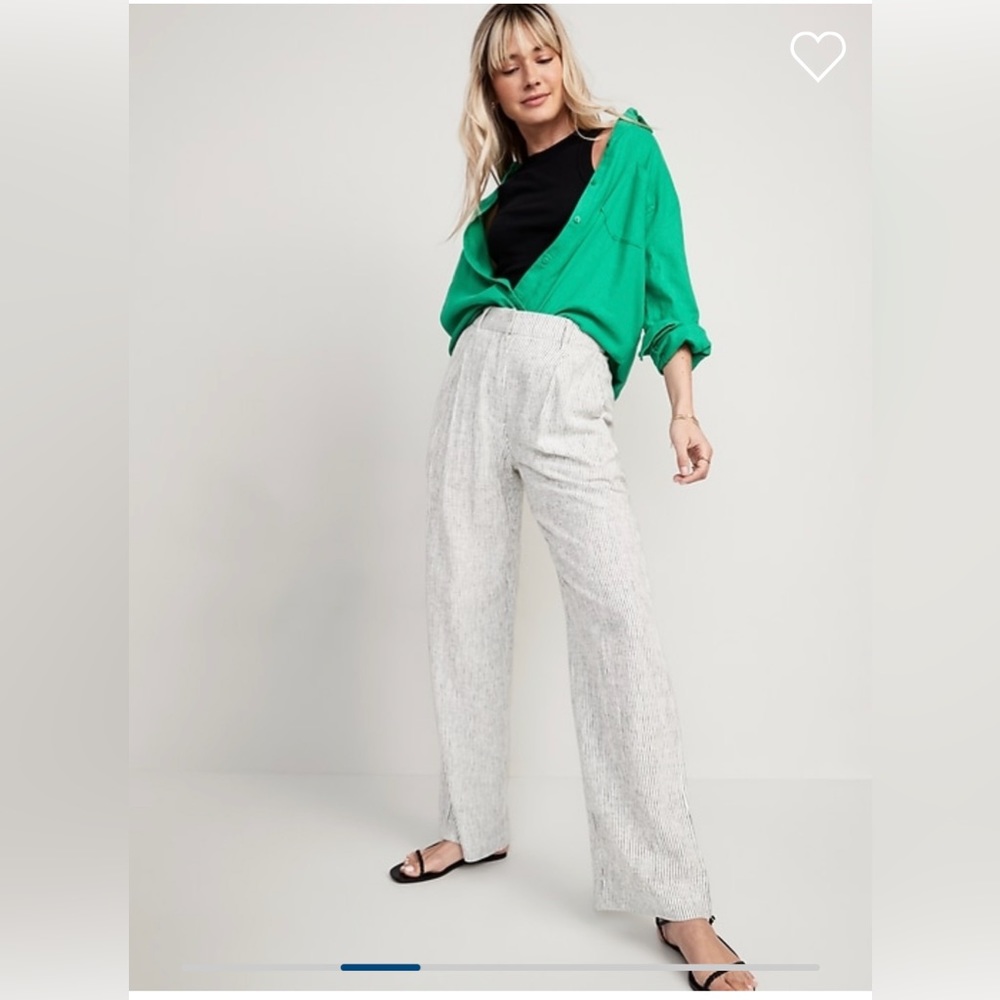 Old Navy High Waisted Pleated Linen Blend Wide Leg Trousers